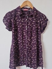 White Stuff Bird Animal Hand Print Lightweight Blouse Top Size 10