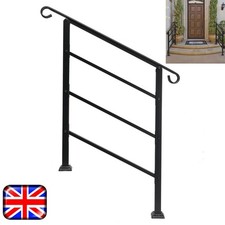 Wrought Iron Handrails Stair Railing Fits 1 or 3 Steps for Outdoor Porch Concret