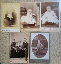 Cross-eyed baby in collection of 5 antique Victorian Cabinet Card photos