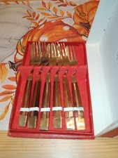 Vintage Quality Brass Forks Boxed Set Leicester