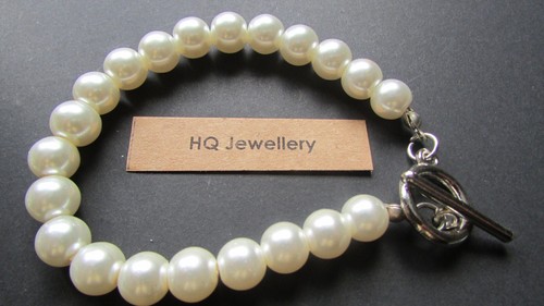 Ivory glass pearl - pearl, bracelet