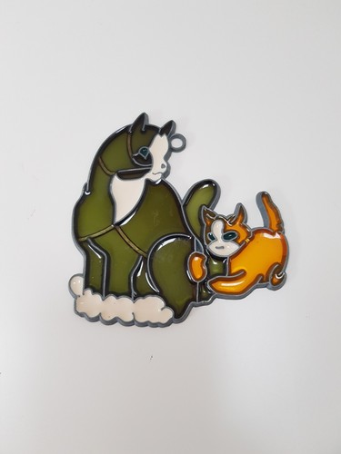 Vintage stained glass cat - vintage,