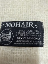 Vintage Mohair Wool Scarf Shawl Ivory Cream Brushed Long Soft Made in GB Warm