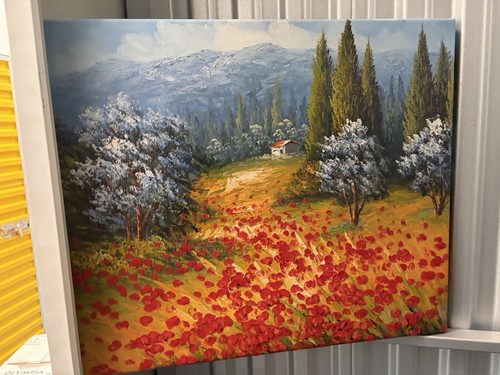 Original oil painting - painting, poppy