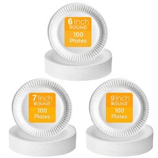 Paper Plates White Disposable Dishes for Catering Birthday Party 6 - 9 Inch