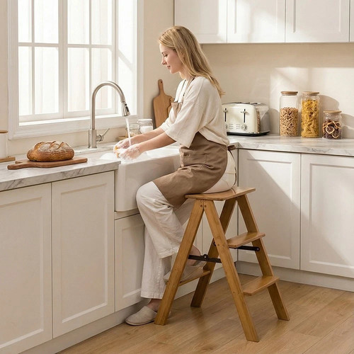 Foldable library ladder chair - foldable,