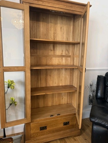 Solid oak display cabinet - solid,