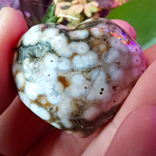 Polished ocean jasper heart - ocean,