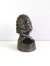 Vintage Novelty Smoking Woman Ashtray With Copper Wire Earring Detail