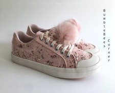ZARA Sneakers POMPOM Trainers SEQUINS Pink STAR Preppy Teen Shoe 37 NWT 2400/531