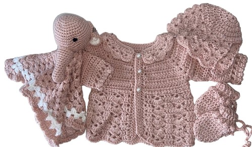 Dusky pink baby jacket hat - dusky,