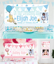 Personalised Winnie The Pooh Christening Banner Baptism Party Decorations Photo