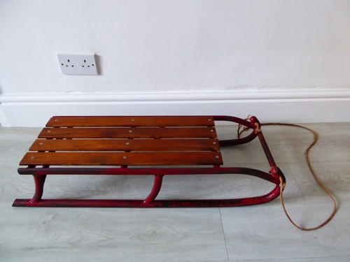 Vintage wooden metal - wooden, sledge