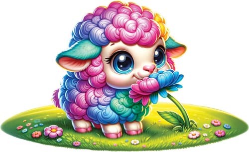 Colourful baby sheep wall - sheep,