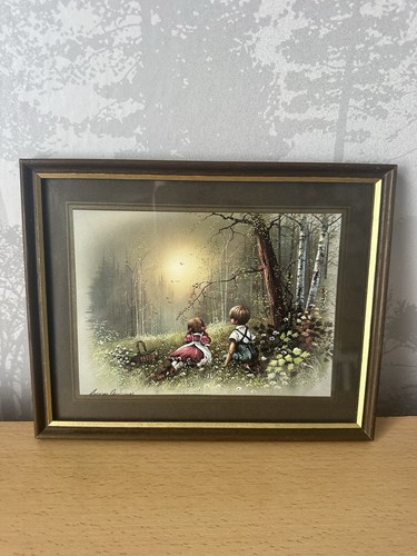Vintage lithographic girl and - girl,
