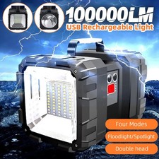 100000LM Rechargeable Super Bright LED Flashlight Hand Torch Searchlight Camping