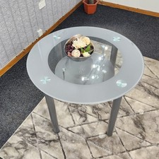 Glass grey dining table - glass,