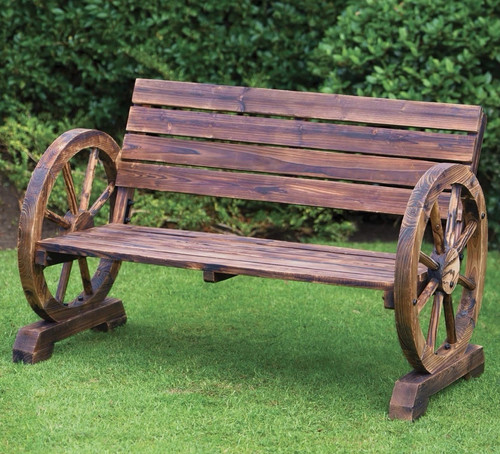 Wooden wagon wheel - wagon, bench