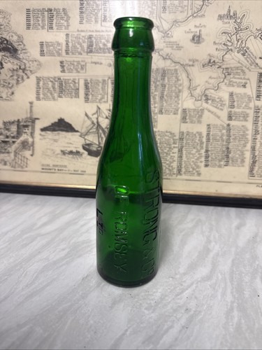 Vintage green glass bottle - glass,