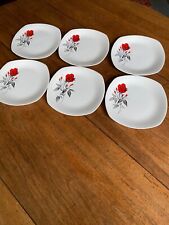 Vintage/Retro Midwinter Stylecraft Six Fashion Shape Tea Plates with Rose Print