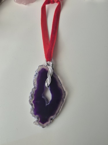 Handwrapped purple agate slice - agate,