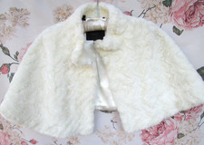 COAST Bridal Ivory Cream Silky Faux Fur SHOULDER CAPE Jacket Shrug S/M 10/12 £75