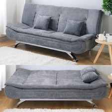 2/3 Seater Fabric Sofa Bed Click-Clack Button Tufted Settee Recliner Couch Home