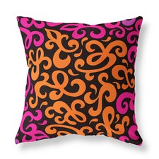 Funky Modern Pattern Zip FILLED CUSHION Designer Orange