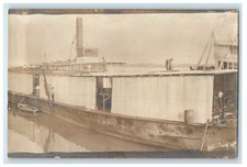 1911 A.M. Scott Tub Boat Endeavor Dock Pier New Orleans LA RPPC Photo Postcard