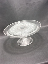 Vintage Cake Stand Pedestal Single Tier Clear Wedding Pretty VGC