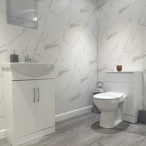 White marble matt bathroom - white,