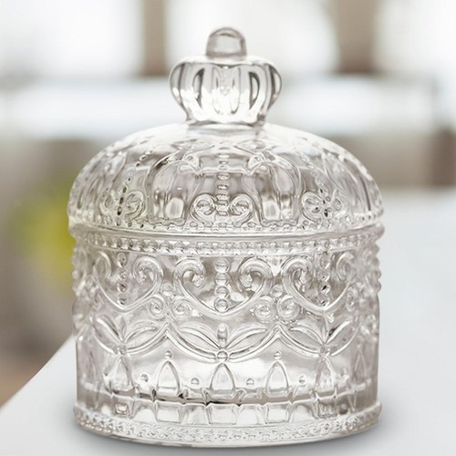 Crown glass jar candy storage - jar,