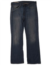 LEVI'S Mens 527 Distressed Bootcut Jeans W34 L32 Blue Cotton OQ25