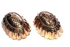  VICTORIAN COPPER JELLY MOULDS IN THE FORM OF FLEUR DE LIS AND PINEAPPLE  FORM