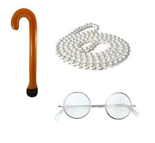 Granny Old Lady Pensioner Fancy Dress Costume Set Stag Hen Party Gangster 3PC