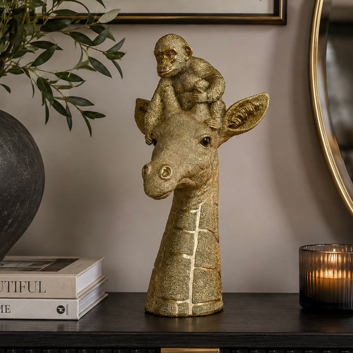 Gold giraffe monkey - monkey, ornament
