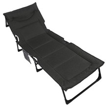 Portable Folding Cot WithBackrest, Breathable Camping Bed for Pool Beach Office