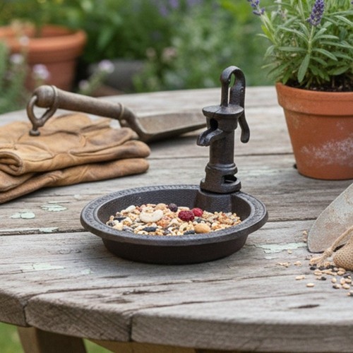 Rustic water pump round - round, cast