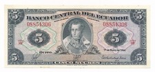 ECUADOR 5 Sucres 1966 P. 100 /