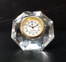 LOUIS PICARD QUARTZ CRYSTAL MINIATURE ANALOGUE DESK CLOCK DIAMOND SHAPED VINTAGE