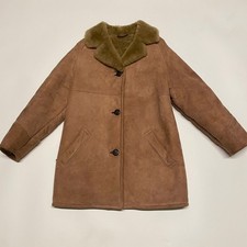 Richard Draper Sheepskin Coat Jacket Womens Shearling UK 12 Brown Tan Camel