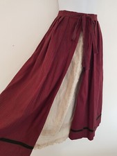 Vintage Skirt Midi Pleated Landhaus Burgundy Pockets Petticoat Dirndl Size 12