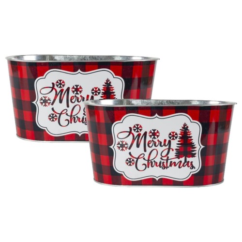 2pc metal tin trough 25cm - tin,