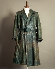 Vintage 1940s German Goatskin Leather Trench Coat WW2