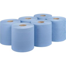 Blue CentreFeed Rolls 6 Pack Paper Wipe Embossed Rolls 2 Ply BIGGER Tissue Rolls
