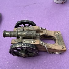 VINTAGE CANNON TIN TOY METAL WOOD GUN Artillery FIELD WEPON ART DECO HAND MADE