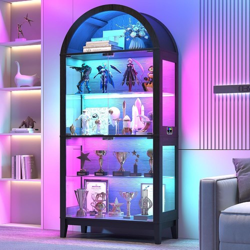 Arched glass curio display - curio,