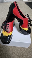 Vintage Manfield 1970s Ladies Lace Up Tri Colour Platform Shoes Size 5