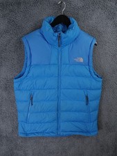 North Face Jacket Men Medium Blue 700 Nuptse Gilet Bodywarmer Goose Down Puffer