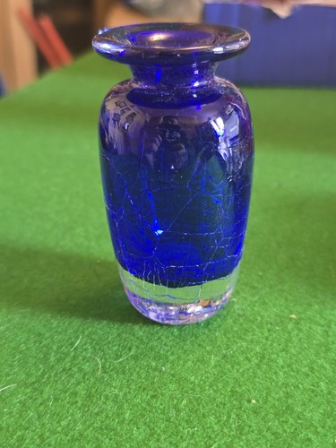 Cobalt blue art glass crackle - blue,